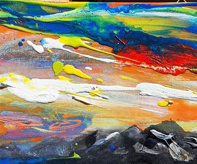 Abendstimmung am Fusse der Rigi, 50 x 40 cm, Acryl, 2020/600