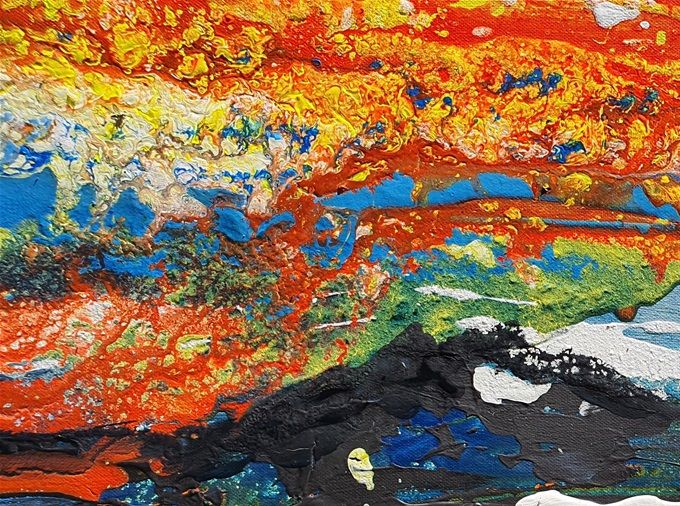 hoch über dem Vierwaldstättersee von Weggis aus, 70 x 50 cm, Acryl auf Leinwand, 2020/800