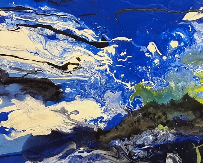 gleissende Sonne über dem Vierwaldstättersee von der Rigi aus, 50 x 40 cm, Acryl/600
